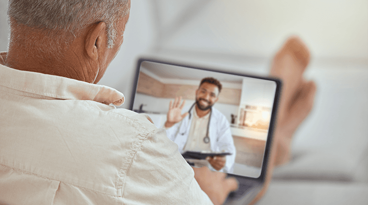 patient and rheumatologist using telemedicine